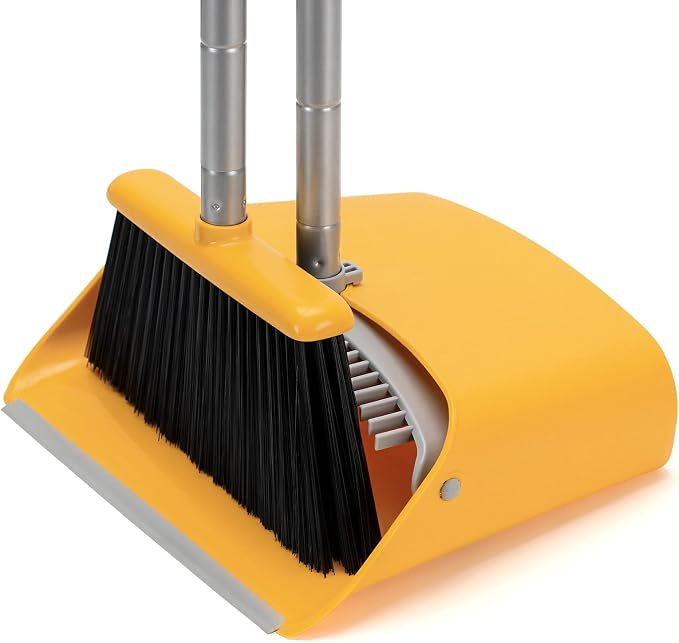 TreeLen Broom and Dustpan Set, Stand Up Broom and Dustpan by TreeLen