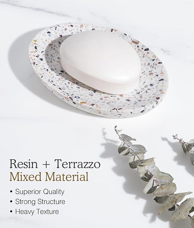 Luxspire Soap Dish, Resin Soap Tray Soap Holder Container Box, Oval Soap Plate - Image 2
