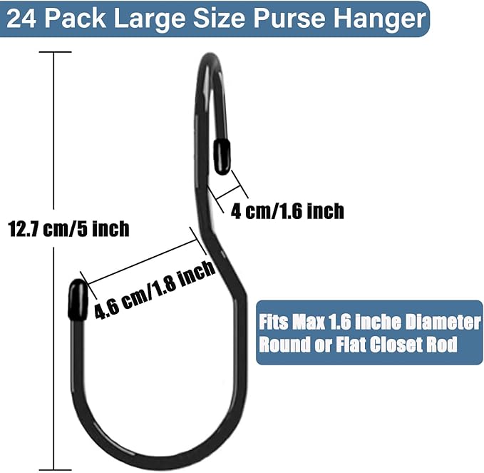 24-Pack Purse Hangers for Closet, Large 5-inch Twist Design Hooks for Bags - Image 2