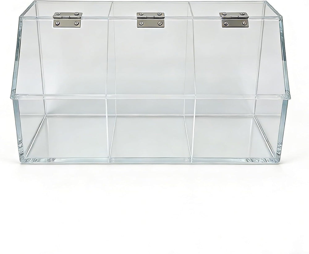 FixtureDisplays® Plaxiglass Clear Acrylic 3 Compartment Toppings Bin 15.5 X 7...