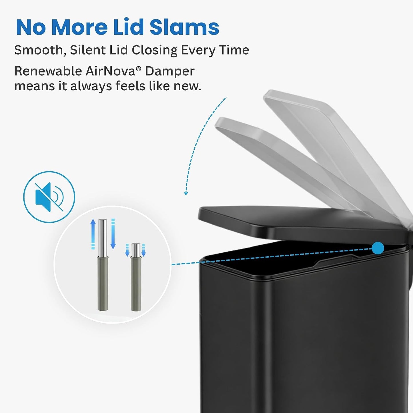 iTouchless 3 Gal Kids Room Wastebasket | Step Pedal Trash Can | Matte Black | Foot-Operated Lid Opens Instantly | Whisper-Quiet AirNova Damper | Removable Liner Bucket | Sleek Finish for Bedroom Decor