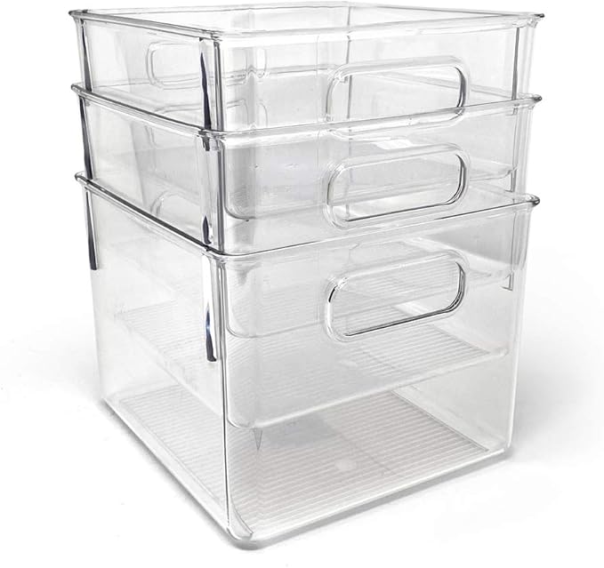 Isaac Jacobs 3-Pack Medium Clear Storage Bins by IsaacJacobs