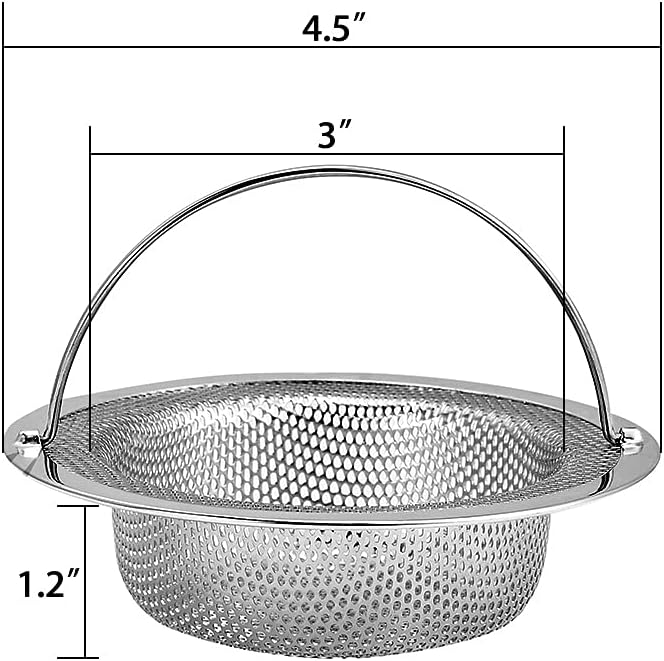 Kitchen Sink Strainer, 4.5" Diameter, Stainless Steel, Rust Free and Dishwasher - Image 2