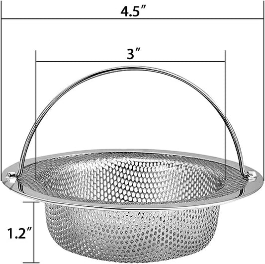 Kitchen Sink Strainer, 4.5" Diameter, Stainless Steel, Rust Free and Dishwasher - Image 2