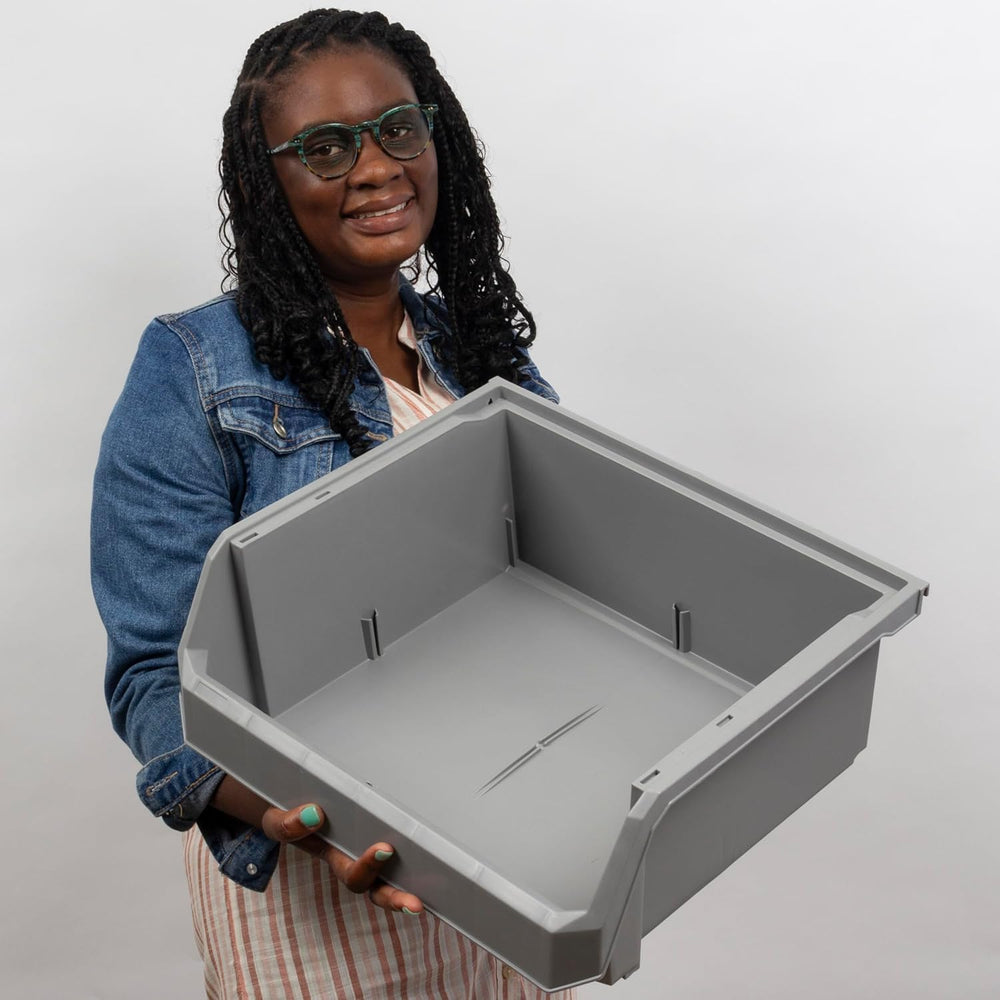 ReadySpace Extra Large Stackable Plastic Storage Bins, 4-Pack, White