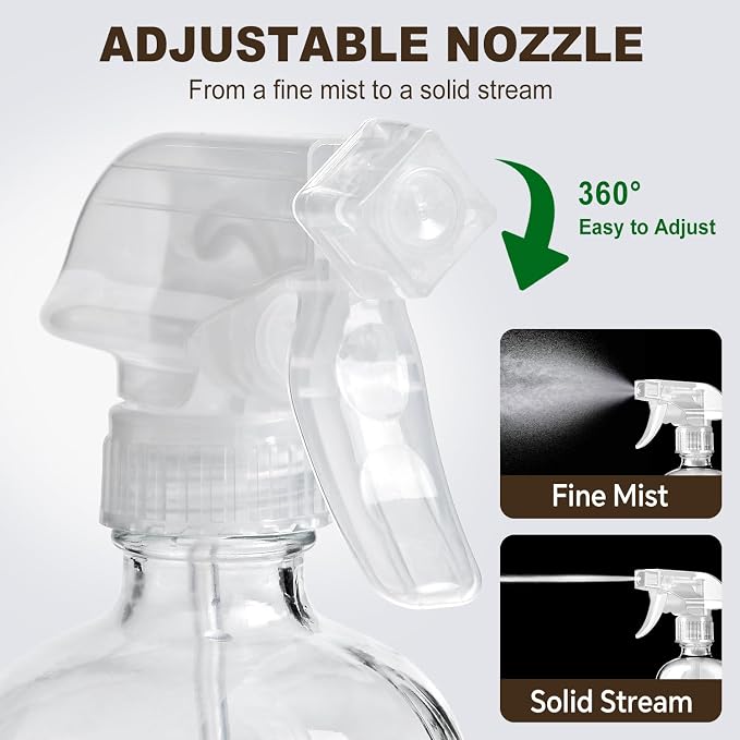 Glass Spray Bottles with Silicone Sleeves, Mist and Stream Empty Refillable - Image 2