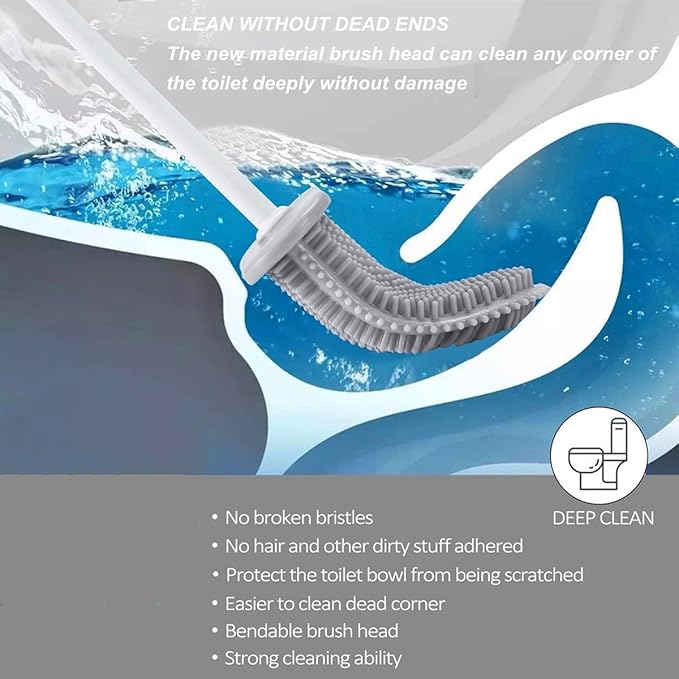Toilet Brush with Holder Silicone Toilet Brush and Cleaning Brush - Image 5