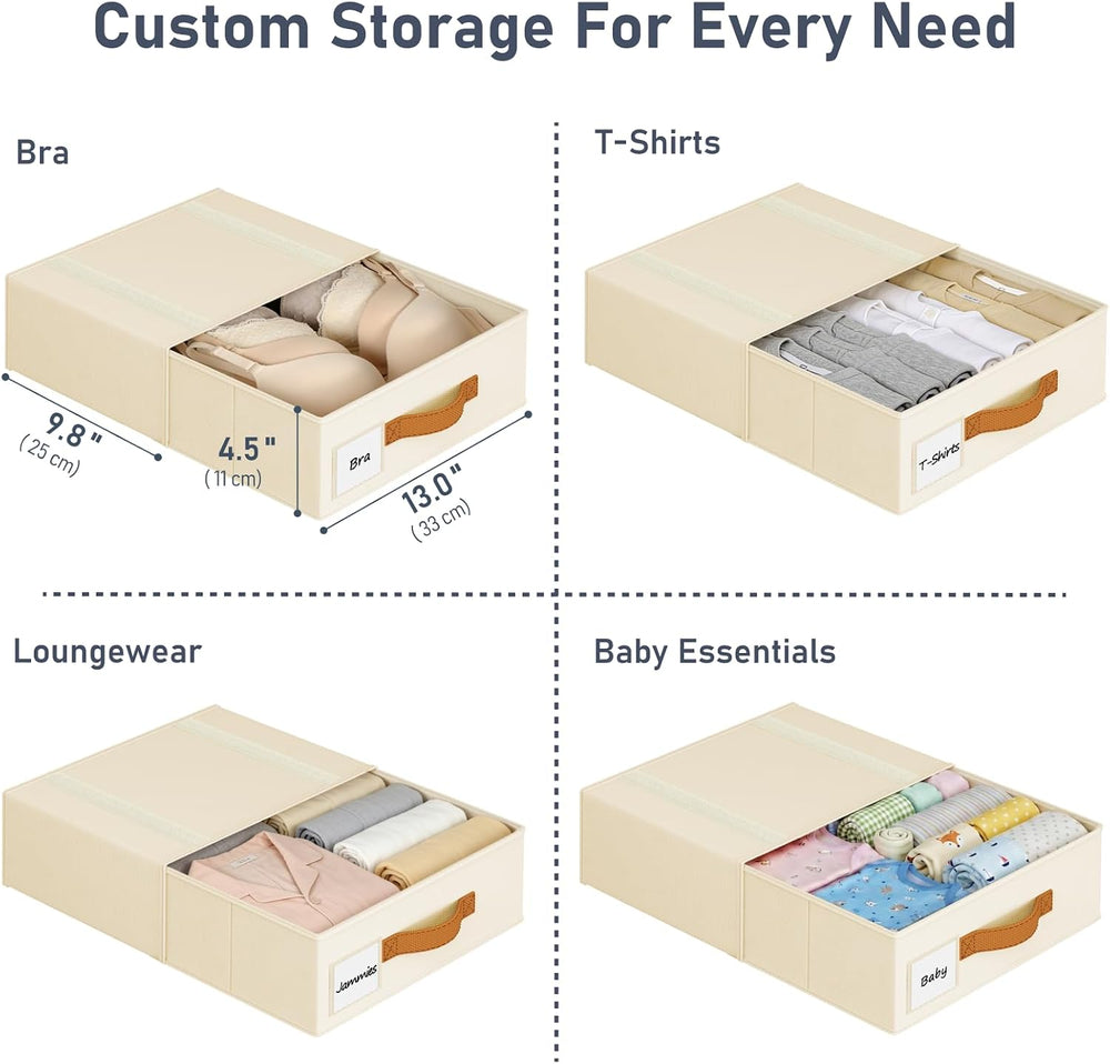 DIMJ Underwear Drawer Organizer, Stackable Bra Organizer for Closet, 4 Pack, ...