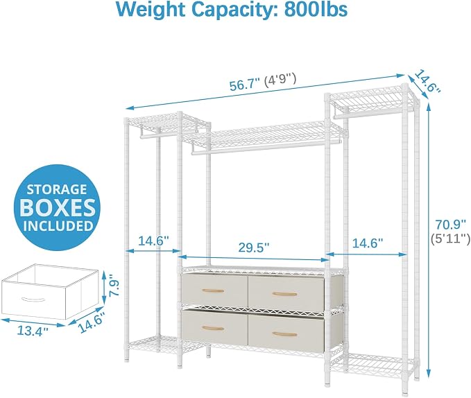 VIPEK V20 Wire Garment Rack Heavy Duty Clothes Rack, Metal Clothing Rack - Image 6