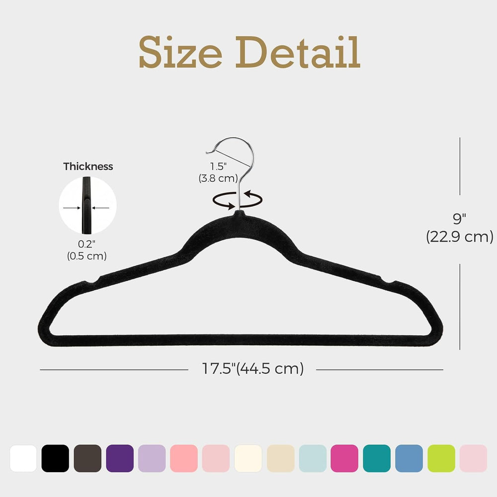 HOUSE DAY Black Velvet Hangers 120 Pack, Premium Clothes Hangers Non-Slip Fel...