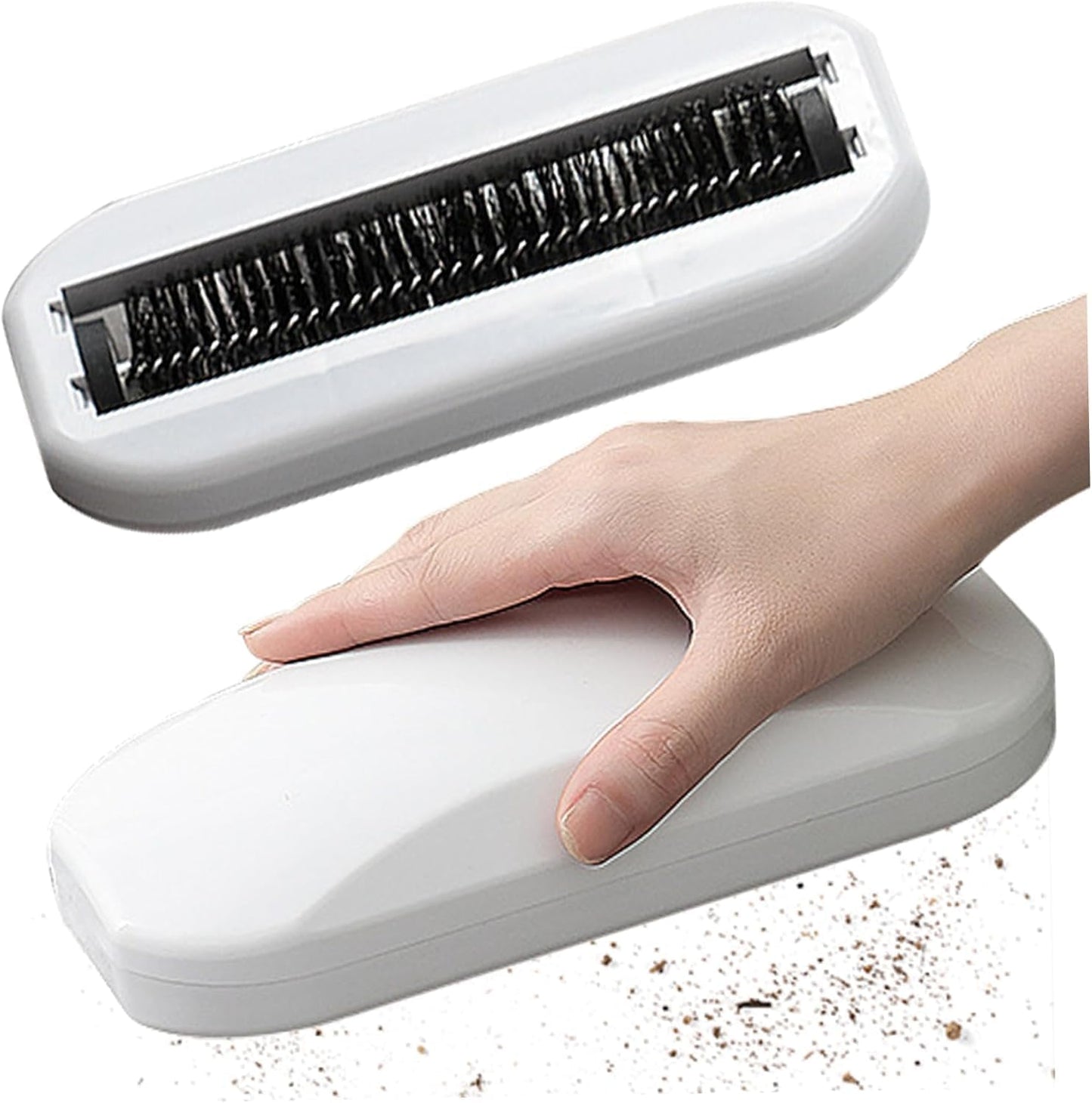Multi - Functional Table Crumb Sweeper, Handy Rolling Bed Sweeping Brush, Handheld Crumb Sweeper, Soft Bristles Debris Collector for Table, Mat, Bed Sheets, Sofas, Clothes Cleaning Brush (White)