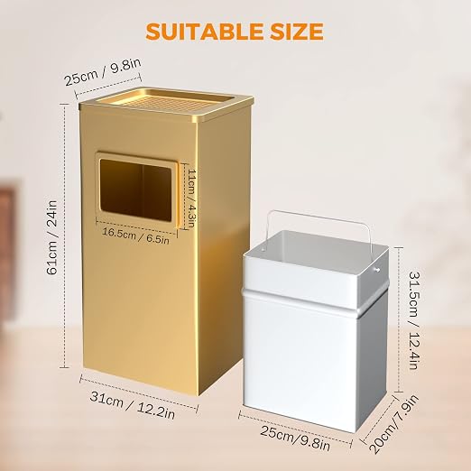 BEAMNOVA Trash Can Indoor Outdoor Black Stainless Steel Commercial Garbage Can - Image 5