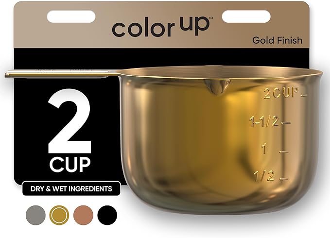 Color Up 2 Cup Measuring Cup, 480ml Gold Stainless Steel Metal Measuring Scoop by ColorUpCollection