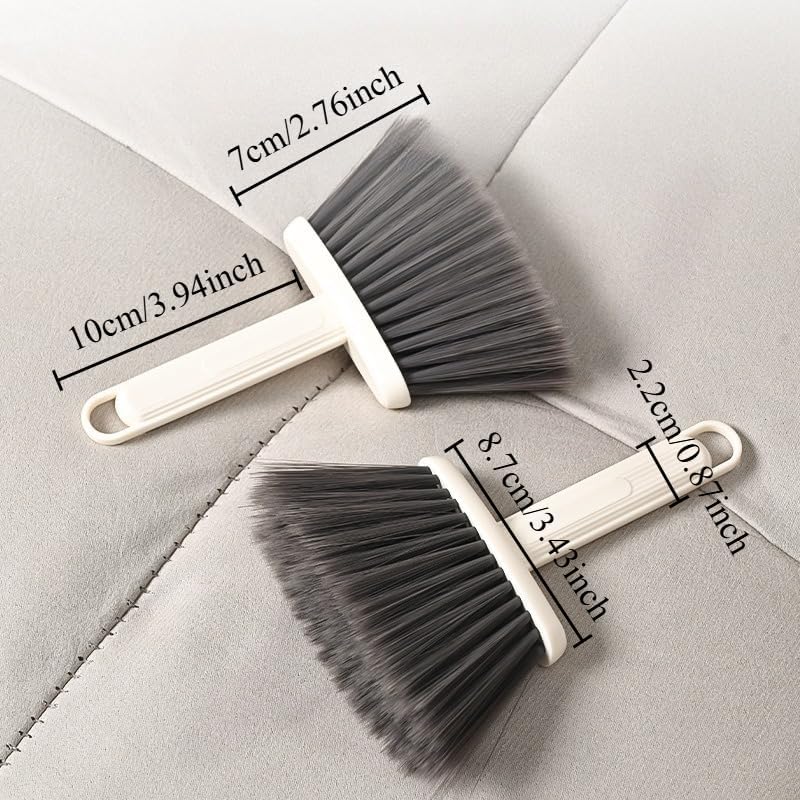 Mini Broom Multi-Purpose Cleaning Brush with Beige Handle Gray Bristles Handheld Design 3.94in Handle Length for Crevice Cove Cleaning