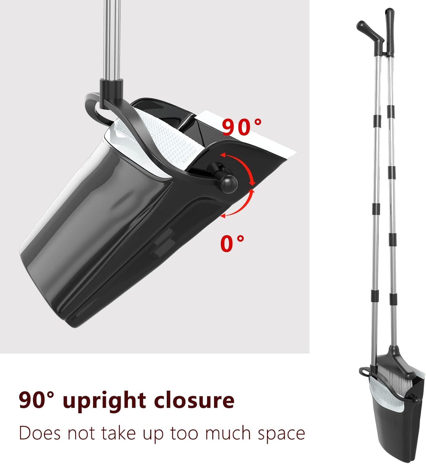 Broom with Dustpan Combo Set 54” Long Handle Household Dust Pan for Home Office Kitchen Cleaning （Black & Grey）