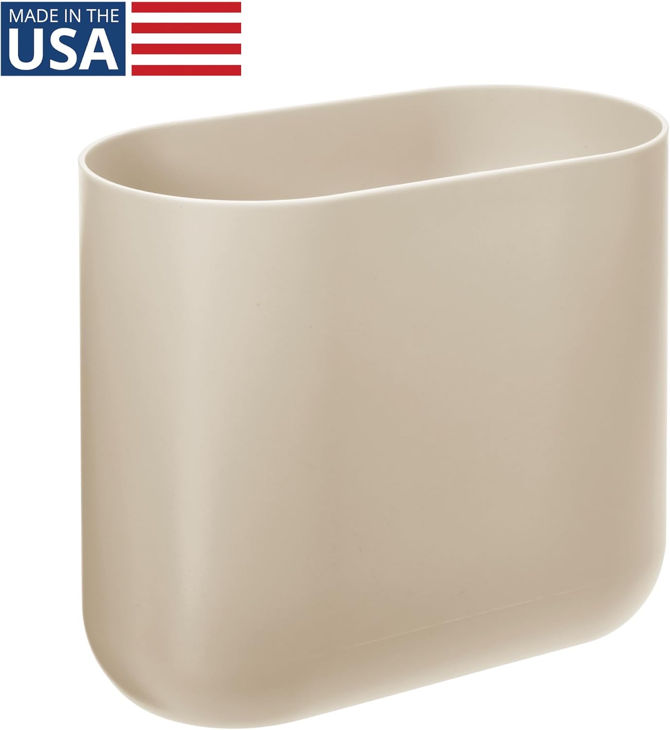 iDesign Small Slim Plastic Bathroom Trash Can, Brown | Garbage Can for Bedroom, Office, Desk, Dorm