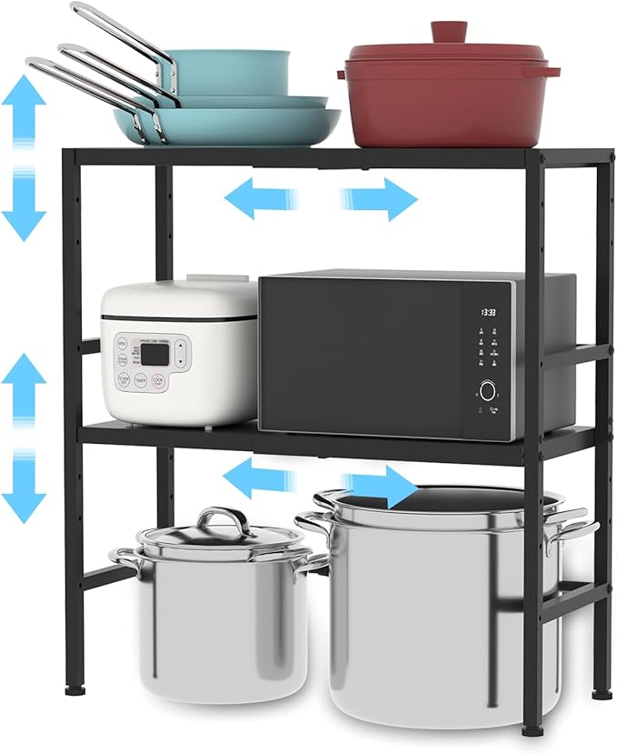 2-Tier Expandable Metal Storage Shelves, 150LBS Heavy Duty Shelving Units and by Cidaziya