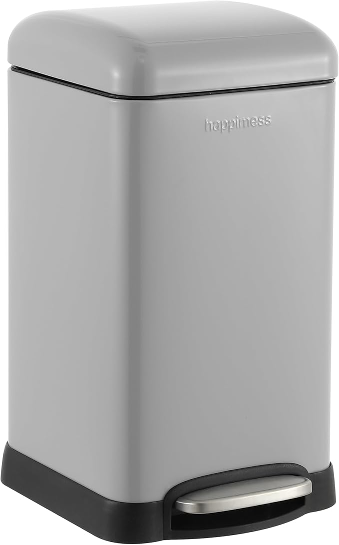 happimess HPM1012E Betty Retro Mini 3.2-Gallon Step-Open Trash Can, Fingerprint by Happimess