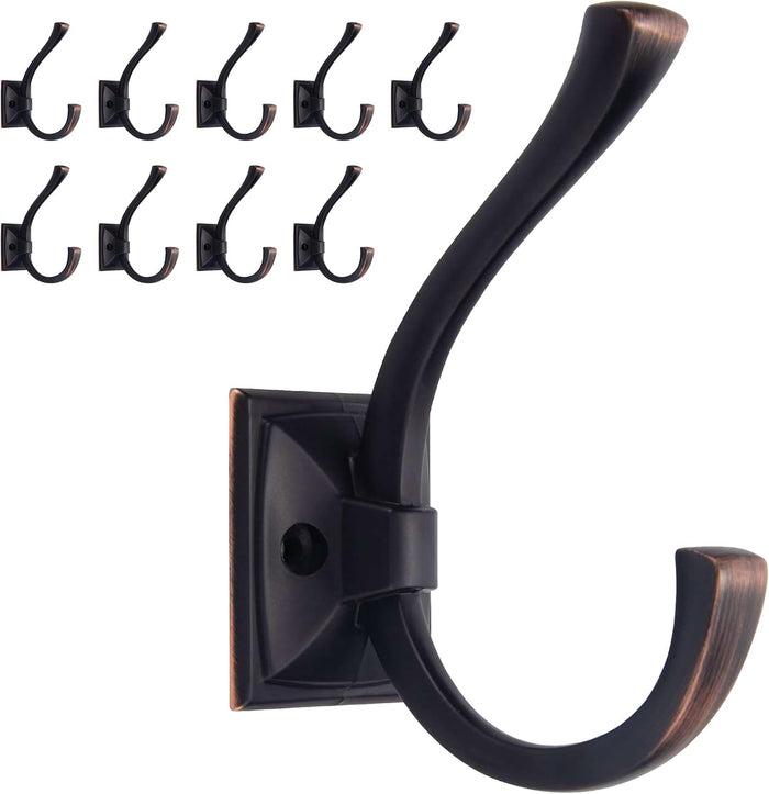 TUNNY 10 Pack Antique Design Wall Hanging Coat Hooks - Oil-Rubbed Bronze Coat Hooks Towel Hook for Entry Shoe Cabinet, Wardrobe Bathroom Bedroom Furniture Hardware
