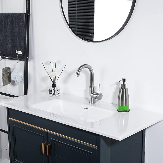 Gaussra Soap Dispenser with Coaster and Stickers, Brushed Nickel Stainless - Image 6