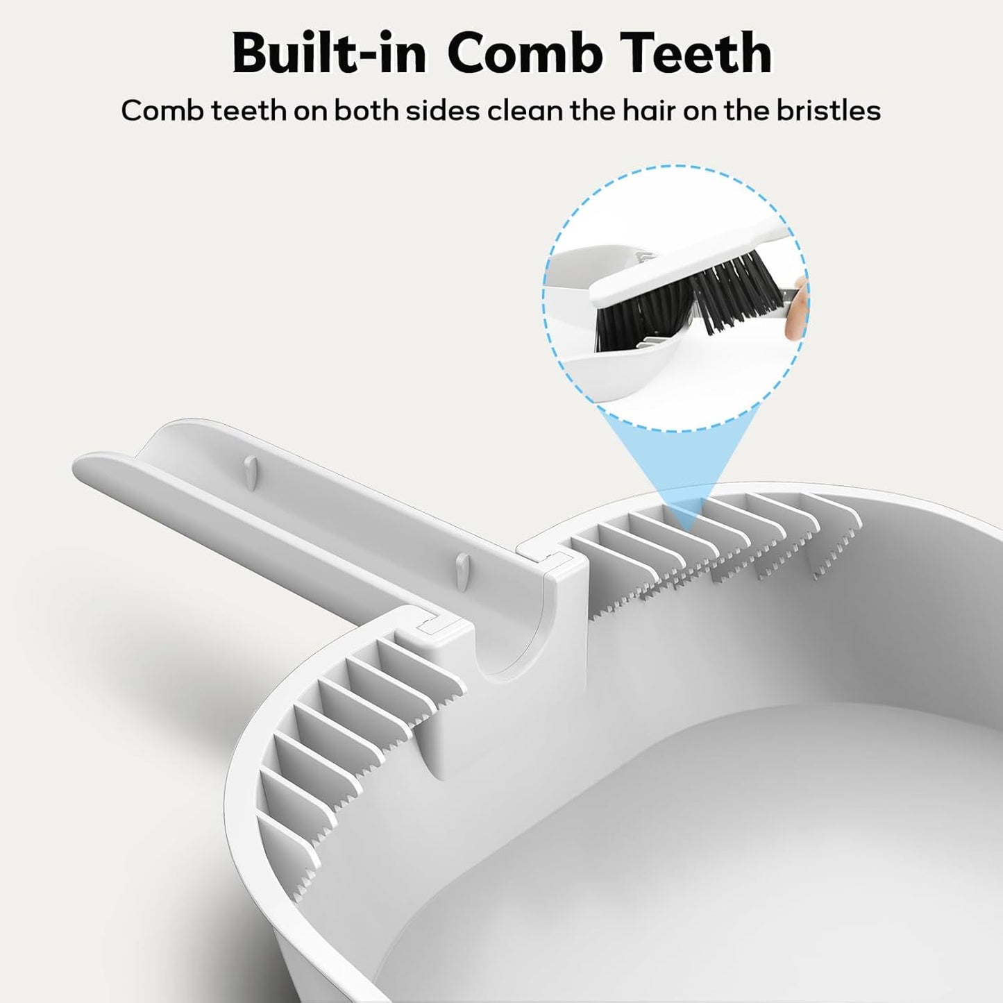 SetSail Small Dustpan and Brush Set, Nesting Snap-On Handheld Broom and Dust Pan with Teeth Portable Broom and Dustpan Set Suitable for Desktop, Pets Care, Sofa, Camping, White