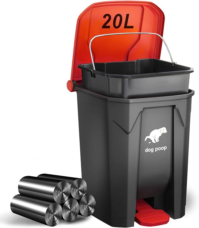 Dog Poop Trash Can Outside, 20L/5Gallon Dog Waste Trash Can by UPPCASIR