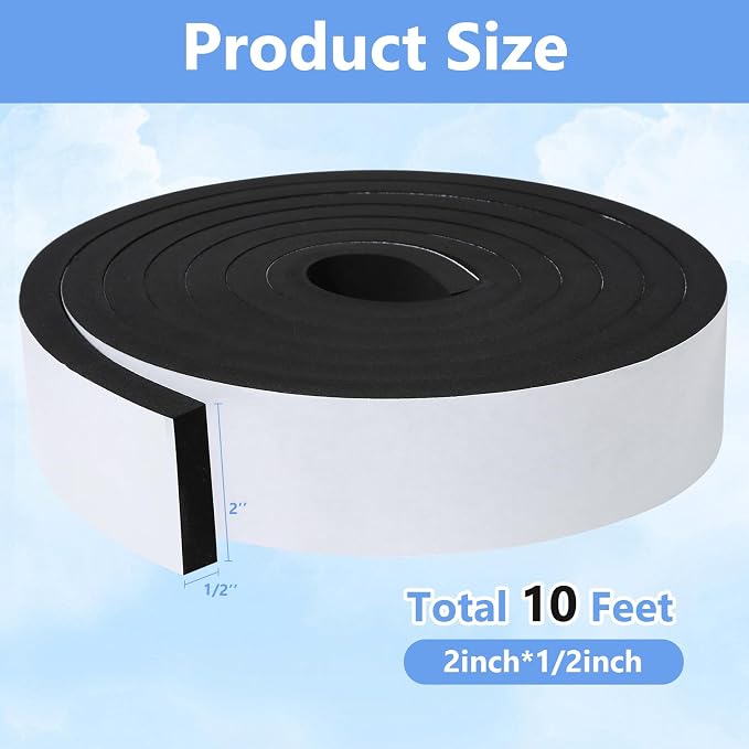 Weather Stripping Door Seal Strip- 2 Inch X 1/2 Inch X 10Feet, Strong Adhesive - Image 2
