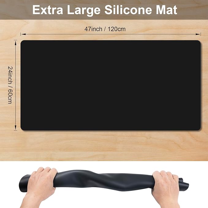 Food Grade Silicone Table Protector Mat 47x24 Inch, Heat Resistant Desk Pad - Image 3