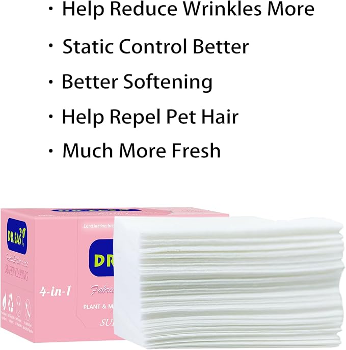 DR.EASY Dryer Sheets Plant Based Formula 252 Ct Super Caring, Softener sheets - Image 4