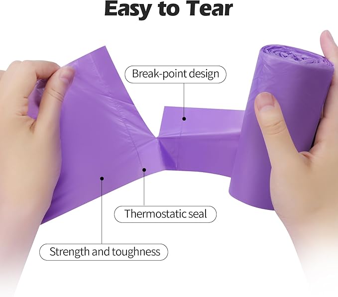 2-4 Gallon Portable Trash Bags, Bedroom Trash Can, Strong Trash Bags（Purple） - Image 4