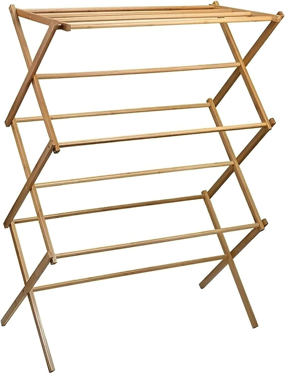 Collapsible Bamboo Drying Rack – Foldable Laundry Drying Stand for Indoor/Out...