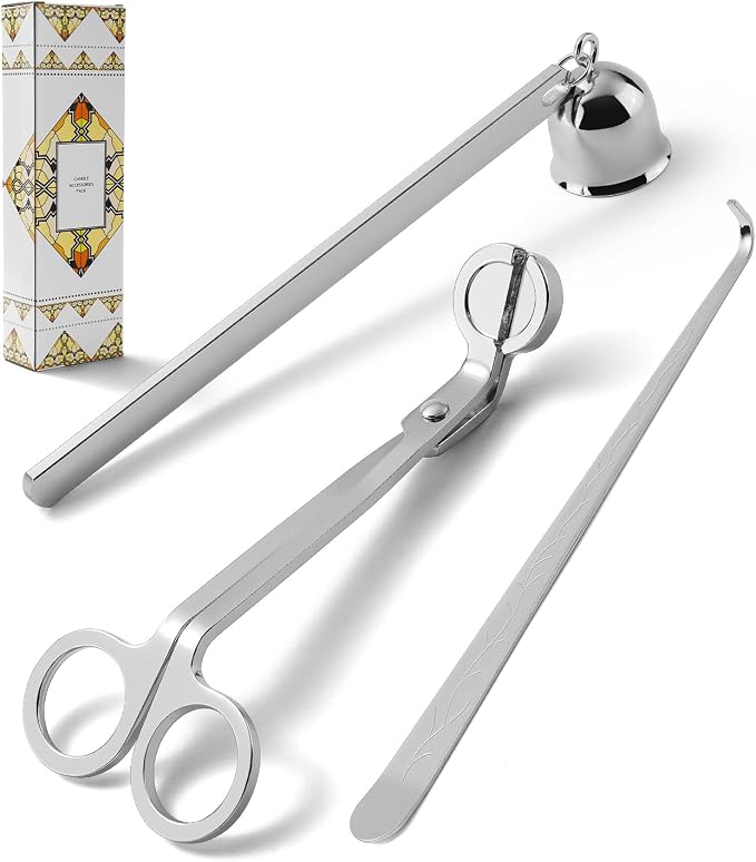 PATOISE 3 in 1 Candle Accessory Set, Candle Wick Trimmer Cutter, Candle Snuffer by PATOISE