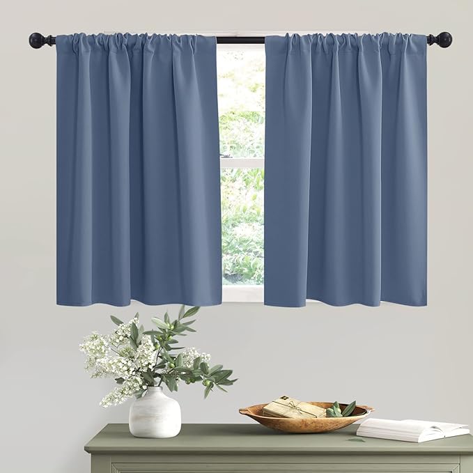 RYB HOME Short Blackout Curtains 36 inches, Solid Heavy Duty Small Window by RYBHOME