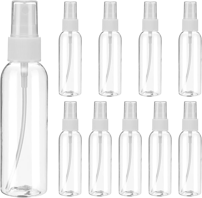 uxcell 10 Pack Spray Bottles, 2 Oz/60ML Clear Empty Mist Plastic Mini Travel by uxcell