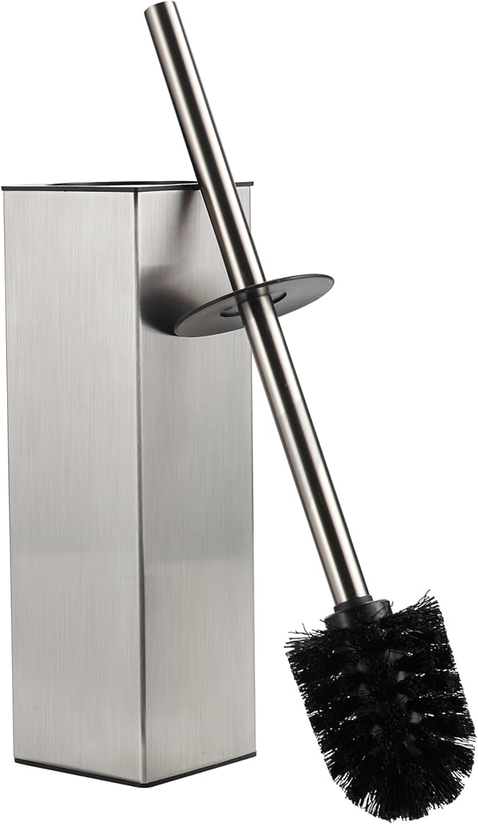BGL Square Toilet Brush with Holder, Stainless Steel Rubber Painted Toilet Bowl by BGL