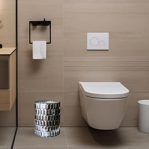 Escenzy Modern Bathroom Trash Can Mosaic Glass 6L | Decorative Small Garbage - Image 5