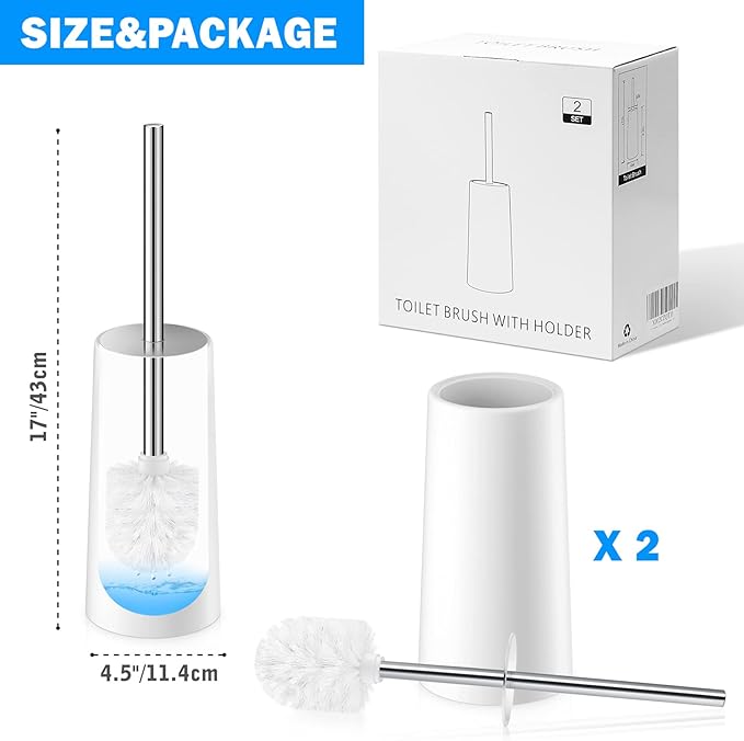 Toilet Brush and Holder, 2 Pack Toilet Brush - Image 7