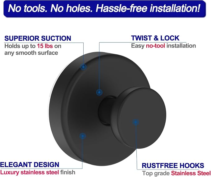 Suction Cup Hooks for Shower, Removable Towel Hooks for Bathroom Window Glass - Image 6