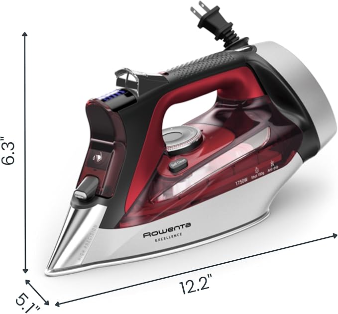 Rowenta Iron, Focus Excellence Stainless Steel Soleplate Steam Iron - Image 12