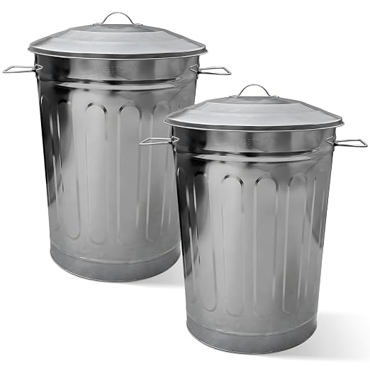 Plexon 2 Pack 13-Gallon Galvanized Steel Round Trash Can by Plexon