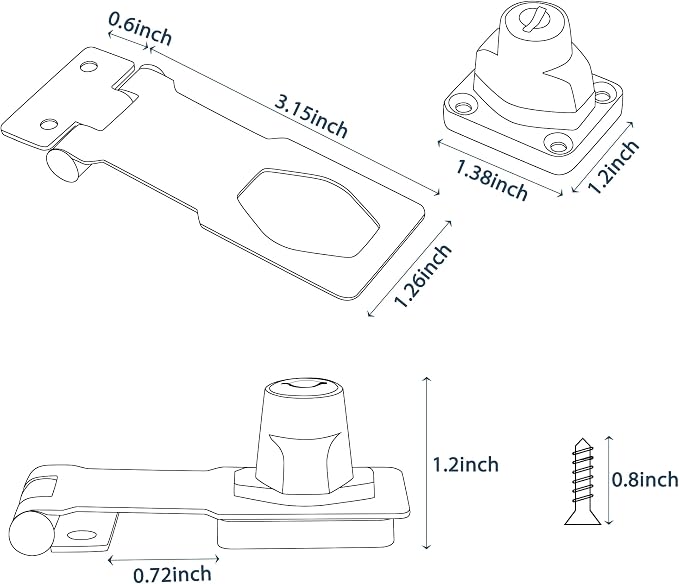 Alise Keyed Hasp Lock, 3 Inch Safety Packlock Clasp Hasp Lock Latch - Image 2