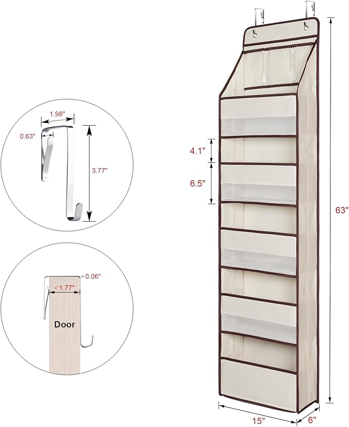 Univivi 6-Shelf Over Door Hanging Organizer Fabric Baby Door Storage - Image 6