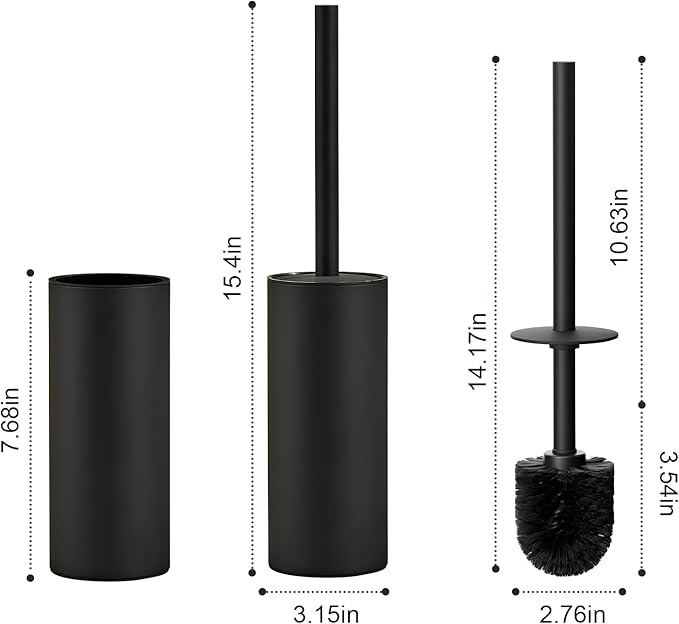 304 Stainless Steel Toilet Bowl Brush and Holder Set, Circular Floor Toilet - Image 2