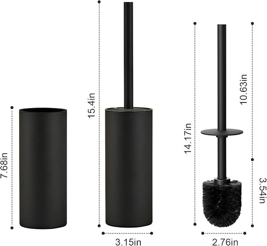 304 Stainless Steel Toilet Bowl Brush and Holder Set, Circular Floor Toilet - Image 2