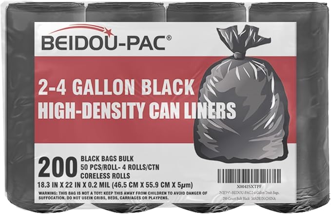 2-4 Gallon Trash Bags, Small Trash Can Bin Liners by BEIDOU-PAC