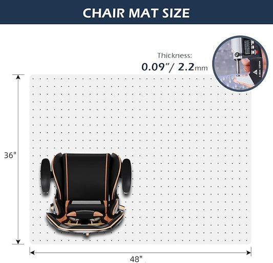 SALLOUS Chair Mat for Carpet, Heavy Duty Vinyl Floor Mat - Image 2
