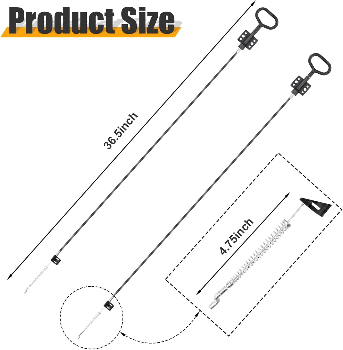 Sofa Recliner Cables, 2PCS Release Cables Replacement D Ring Pull Handle, Recliner Replacement Parts Hook Exposed Length 4.75 Inch, Total Length 36.5 Inch