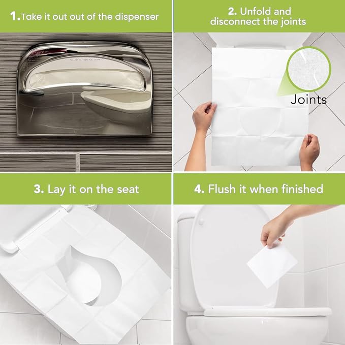 Disposable Toilet Seat Covers XL Half Fold Flushable – 200 Sheets - Image 6