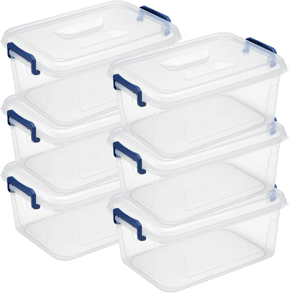 Tribello Clear Storage Bins with Lids, 6-Pack Stackable Plastic Storage Conta...