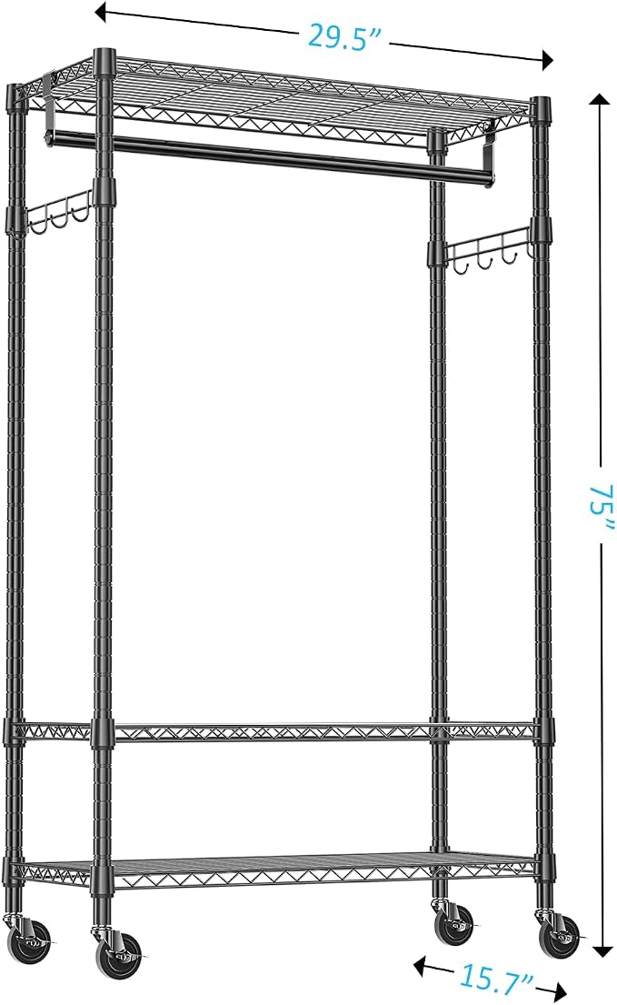IZEUK Heavy Duty Rolling Garment Rack - Image 2